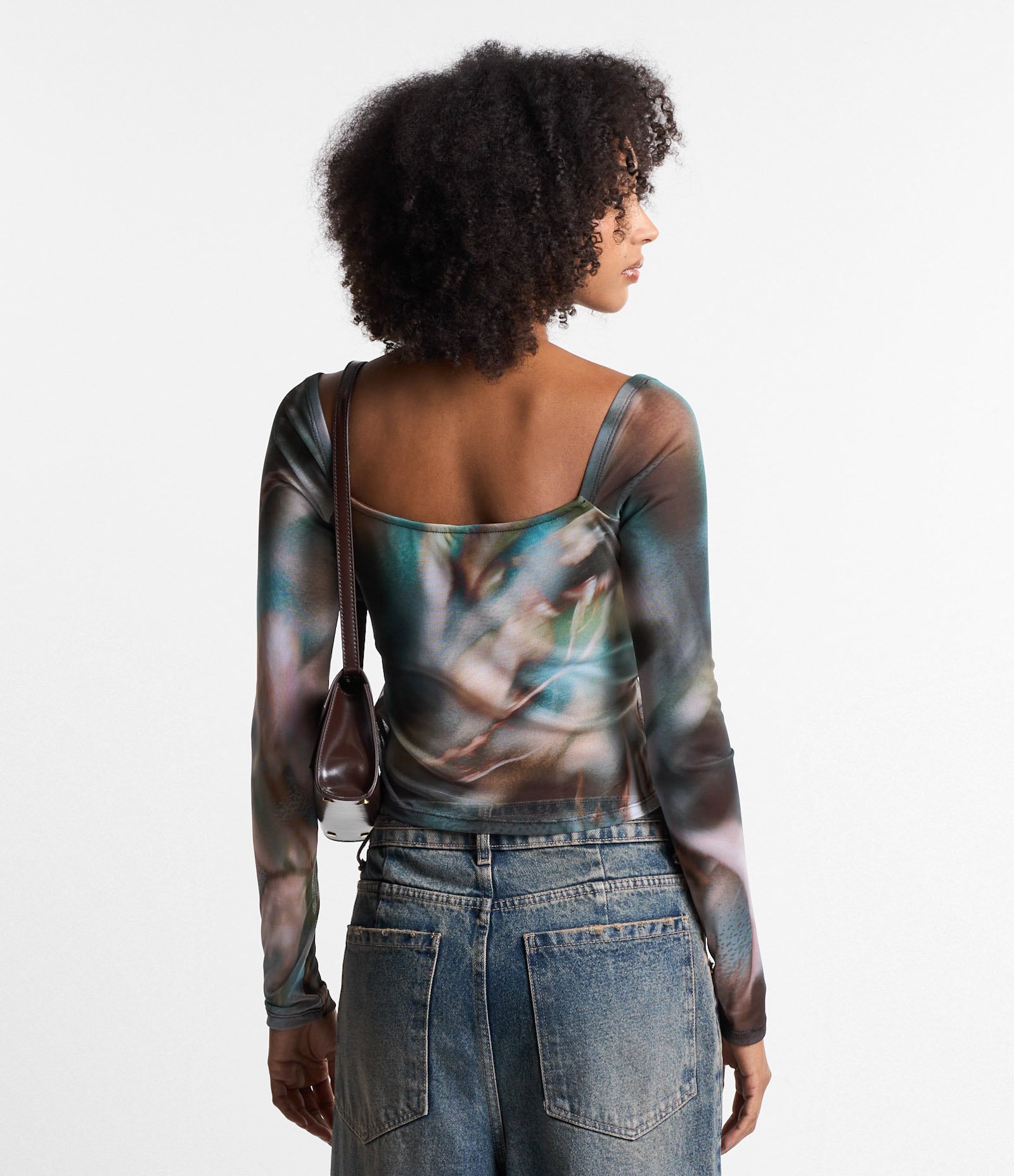 Blusa em Tule com Estampa Abstrata Manchada Multicores 3