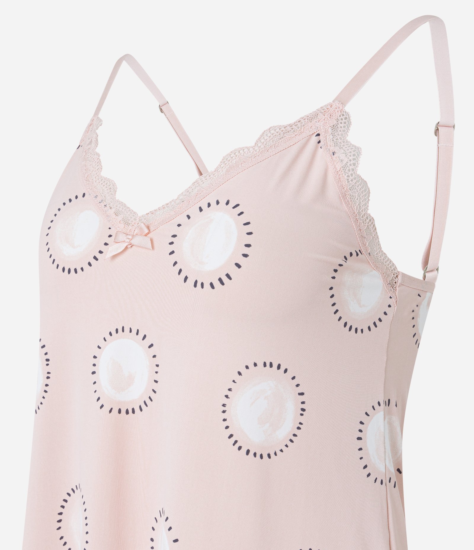 Pijama Short Doll com Detalhes em Renda e Estampa Circulos Rosa Claro 6