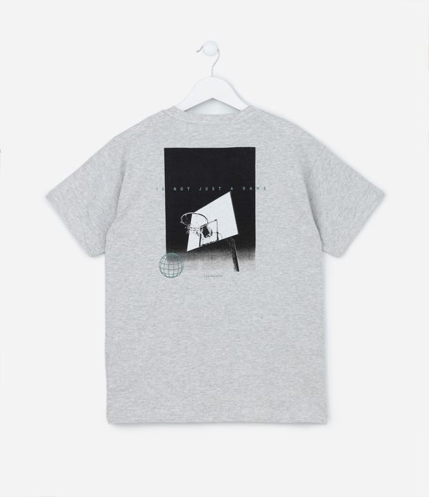 Camiseta Infantil com Estampa Frente e Costas de Basquete - Tam 5 a 14 anos