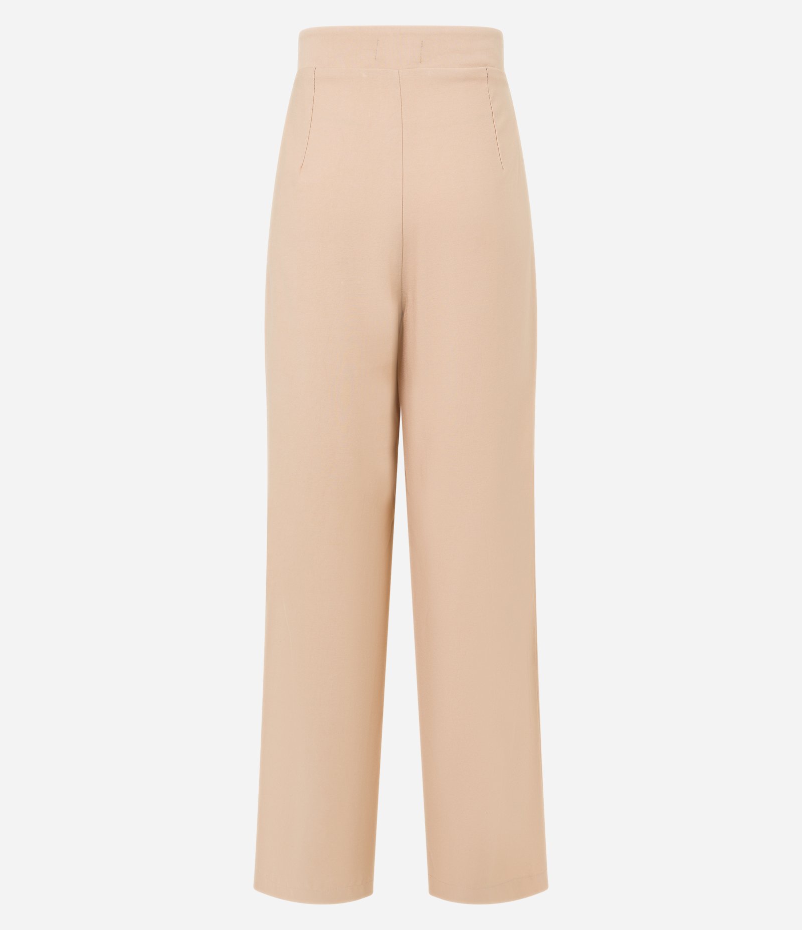 Calça Reta Alfaiatada com Pregas e Cós Deslocado Bege 6