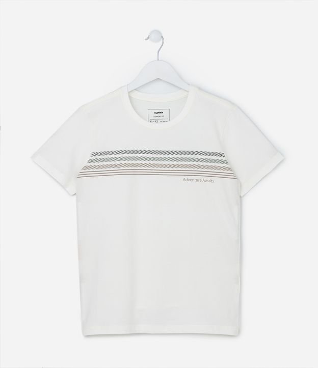 Camiseta Comfort Infantil em Algodão Estampa Listras Adventure - Tam 5 a 14 anos