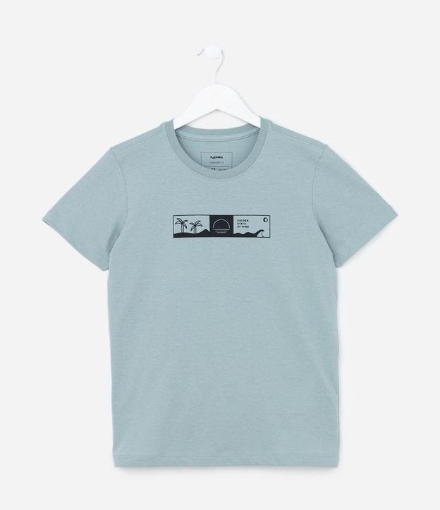 Camiseta Infantil com Estampa de Paisagem - Tam 5 a 14 anos