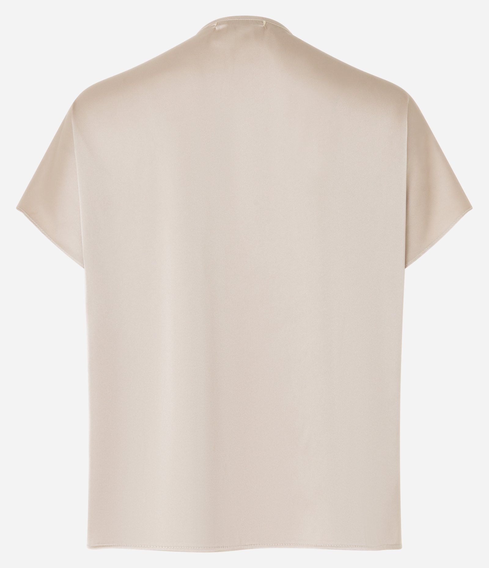 Blusa em Tecido Acetinado com Transpasse Frontal Bege Médio 2