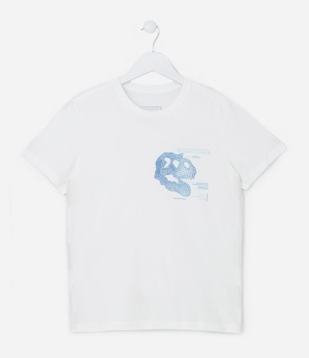 Camiseta Infantil Comfort com Estampa de Dino Digital - Tam 5 a 14 anos