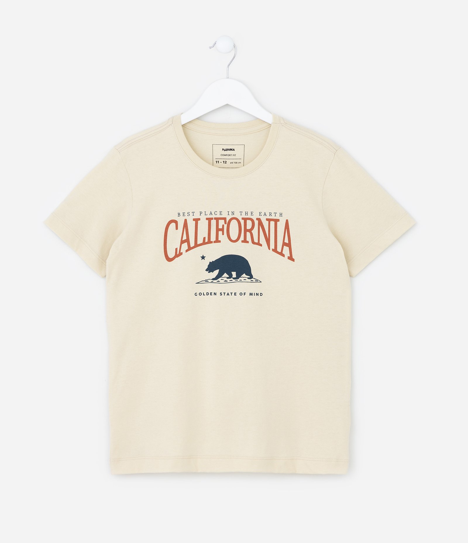 Camiseta Infantil com Estampa da Califórnia - Tam 5 a 14 anos Bege 1