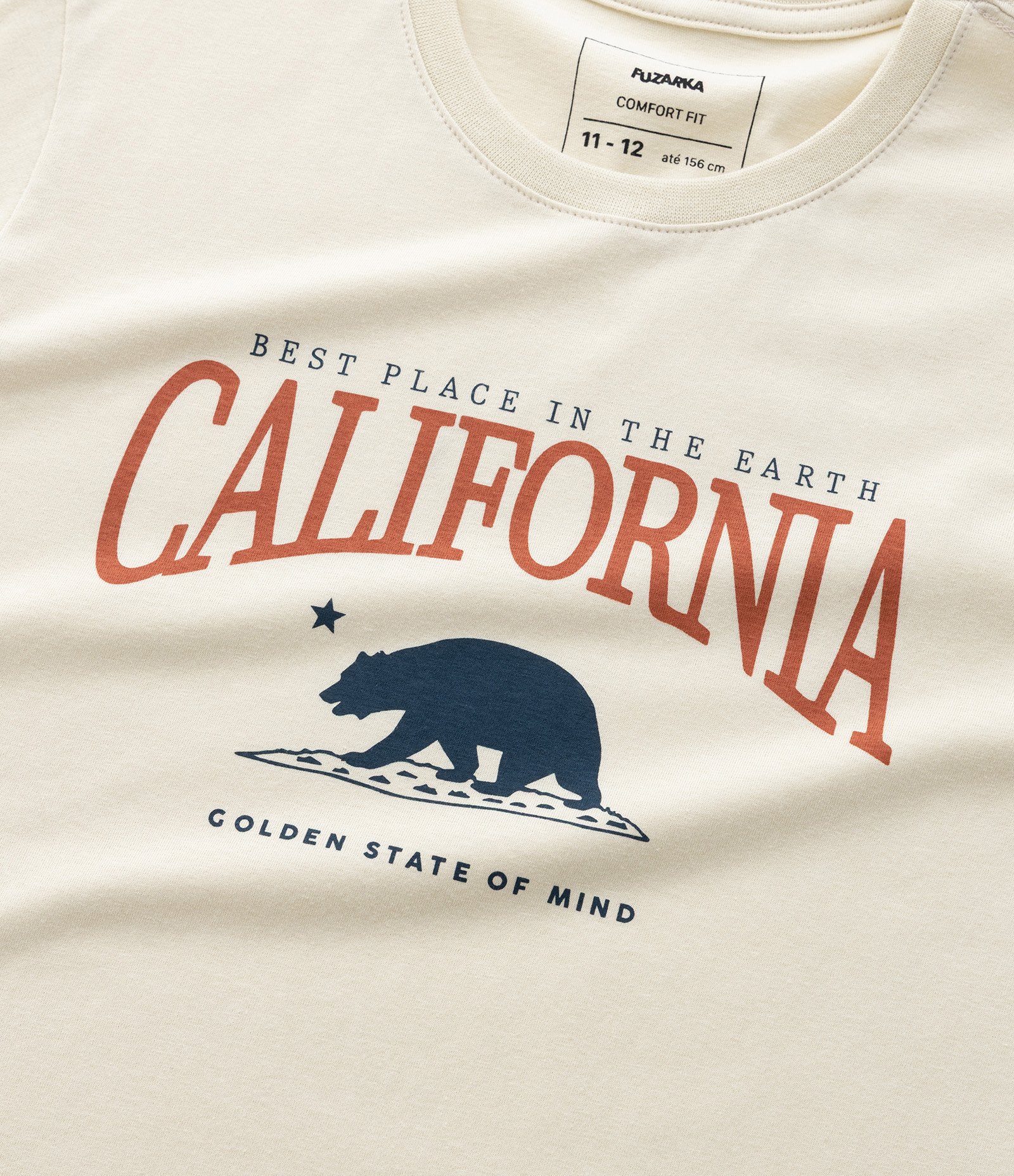 Camiseta Infantil com Estampa da Califórnia - Tam 5 a 14 anos Bege 4