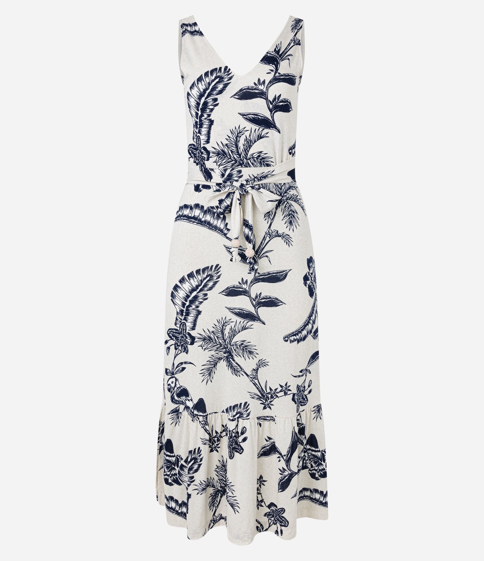 Vestido New Midi em Malha de Viscose com Amarração na Cintura Off White 6