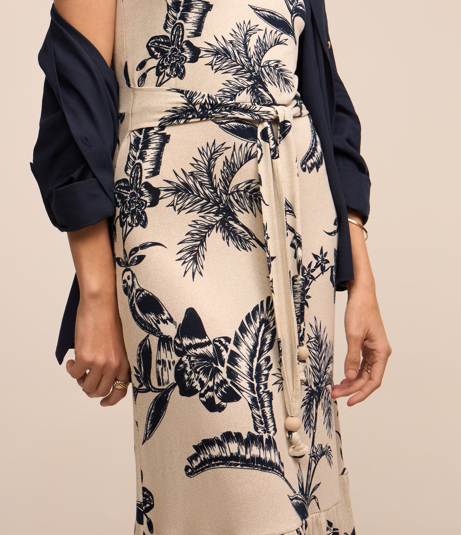 Vestido New Midi em Malha de Viscose com Amarração na Cintura Off White 4