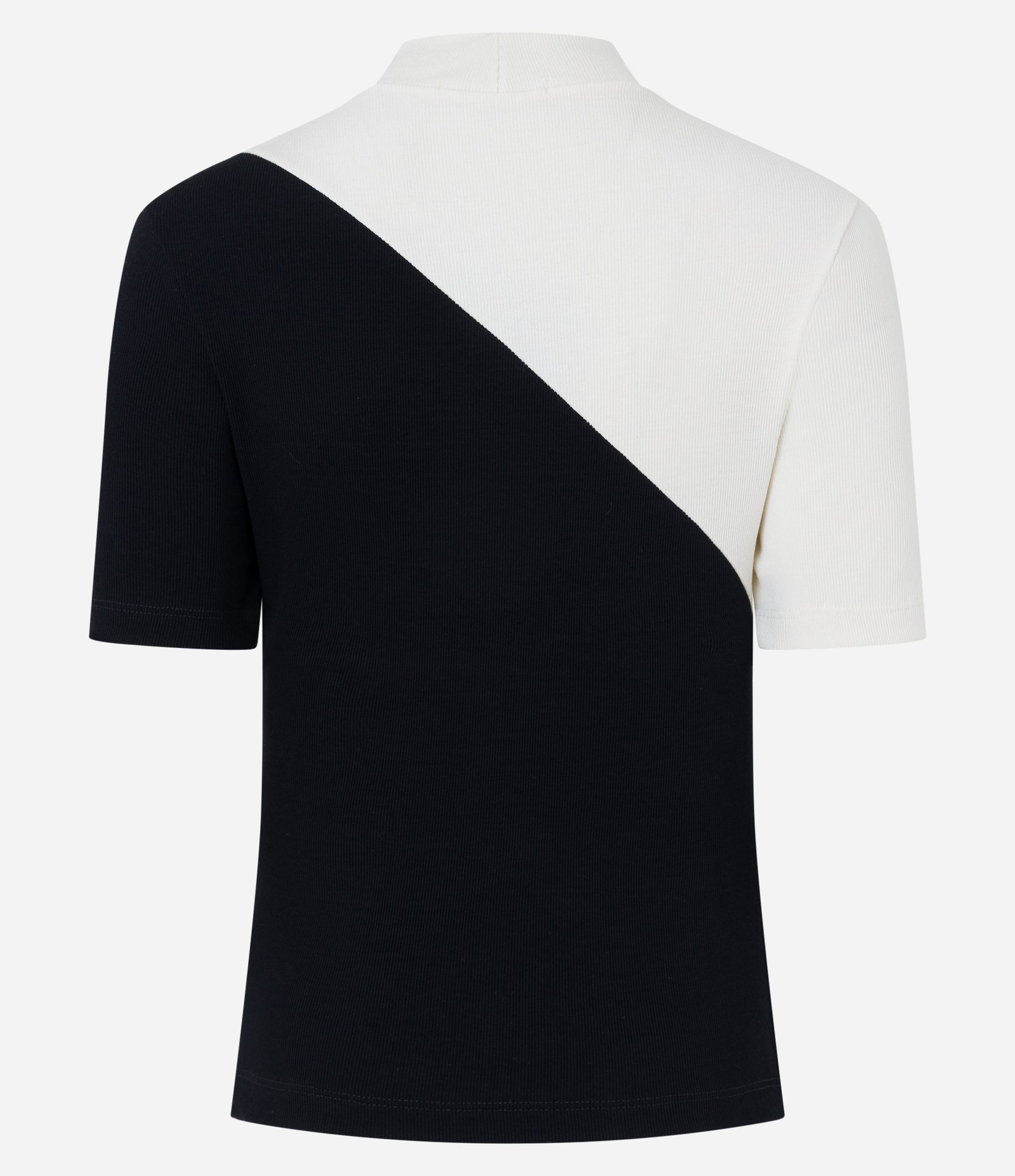 Blusa em Ribana com Recorte Bloco de Cor Diagonal Preto/Branco 6