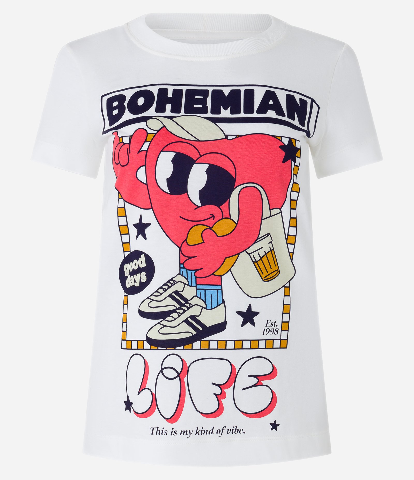 Camiseta em Algodão com Estampa Divertida Coração Boêmio Branco 6
