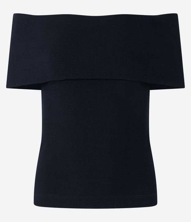 Blusa Ombro a Ombro em Ribana com Dobra no Decote