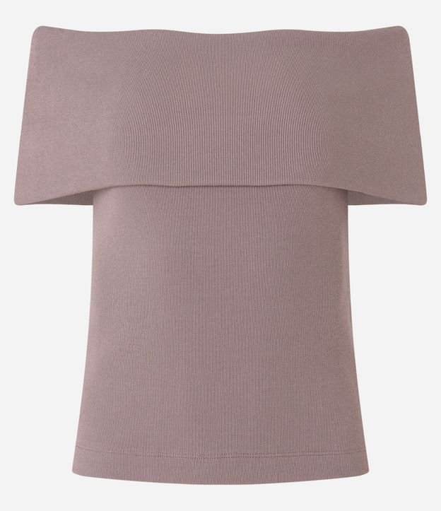 Blusa Ombro a Ombro em Ribana com Dobra no Decote