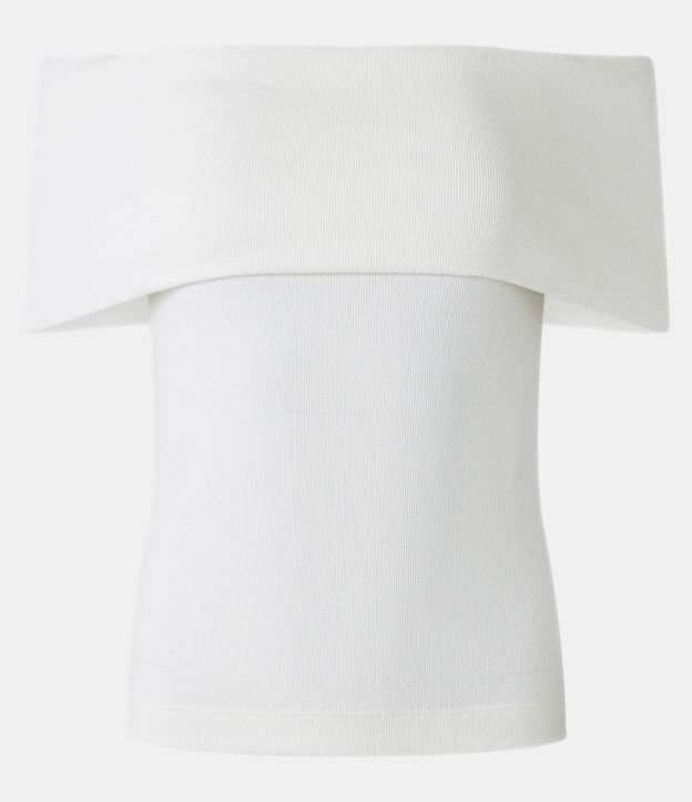 Blusa Ombro a Ombro em Ribana com Dobra no Decote