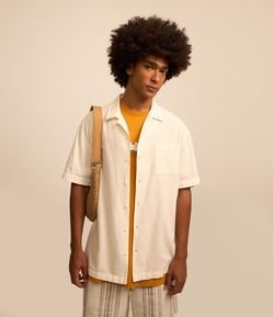 Camisa Relaxed em Tricoline com Textura Bowling