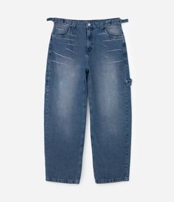 Calça Super Baggy em Jeans com Fivelas Laterais
