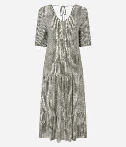 Vestido Midi em Malha de Viscose com Estampa Abstrata