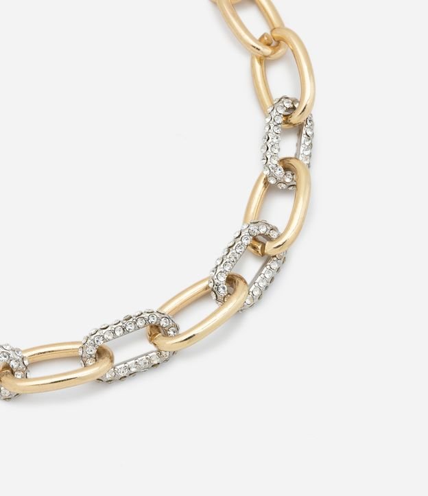 Colar Curto em Metal com Elos Grandes e Strass