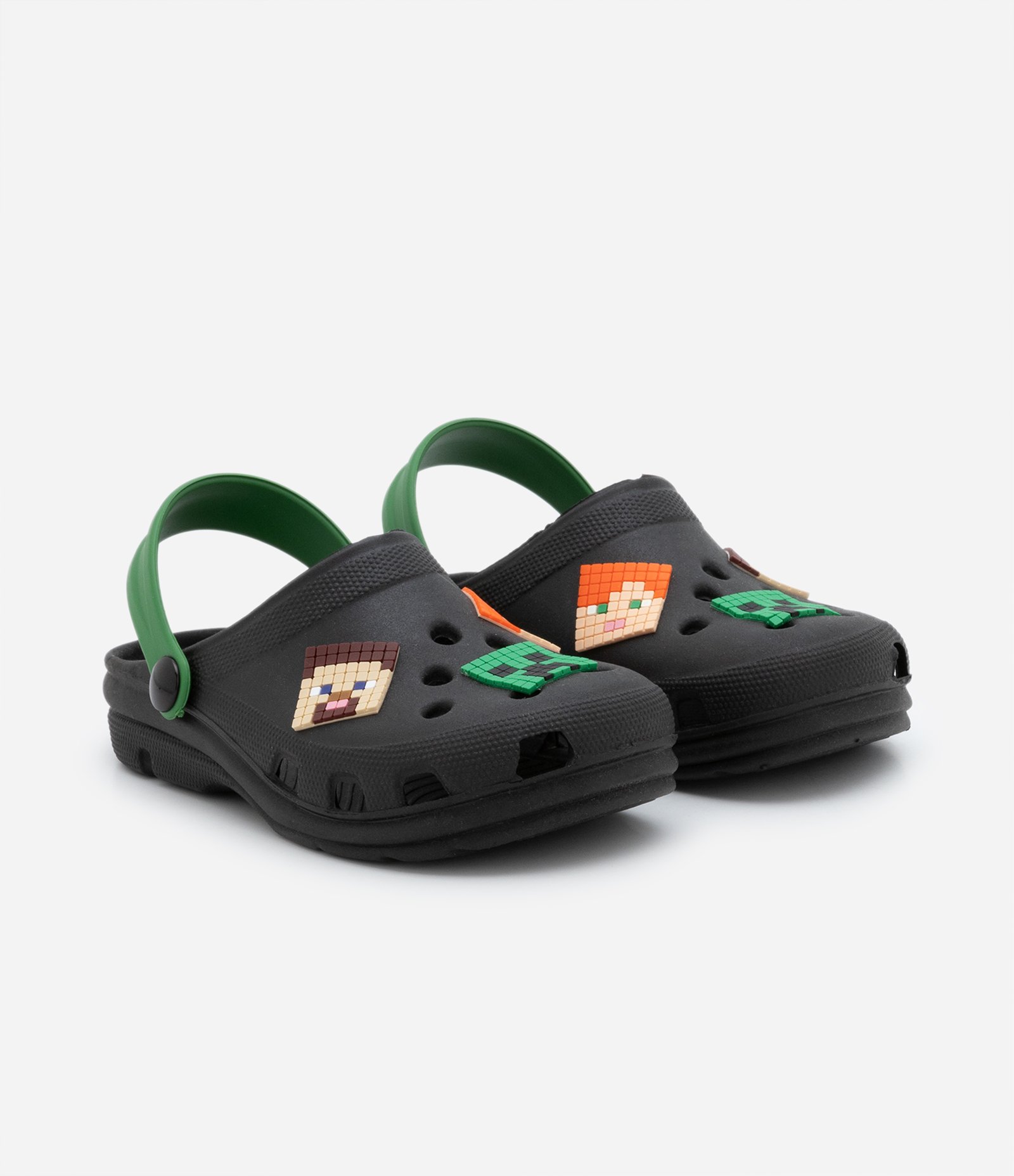 Sandália Babuche Infantil com Patch do Minecraft - Tam 22 ao 34 Preto 1