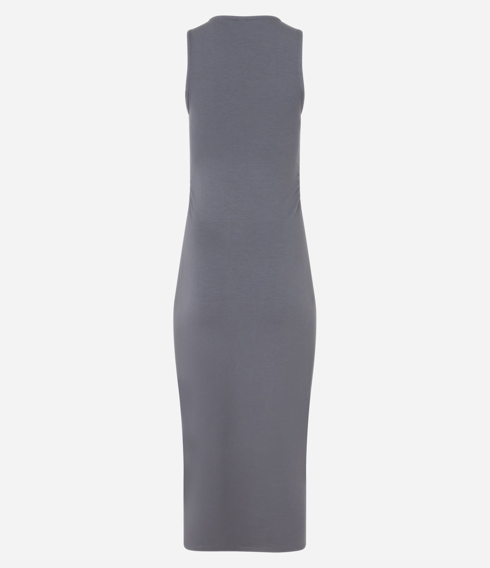 Vestido Midi em Algodão com Decote Canoa e Drapeado Lateral Cinza 7