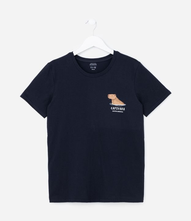 Pijama Infantil Curto em Algodão Estampa Capivara - Tam 5 a 14 anos