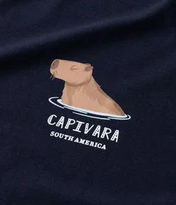 Pijama Infantil Curto em Algodão Estampa Capivara - Tam 5 a 14 anos
