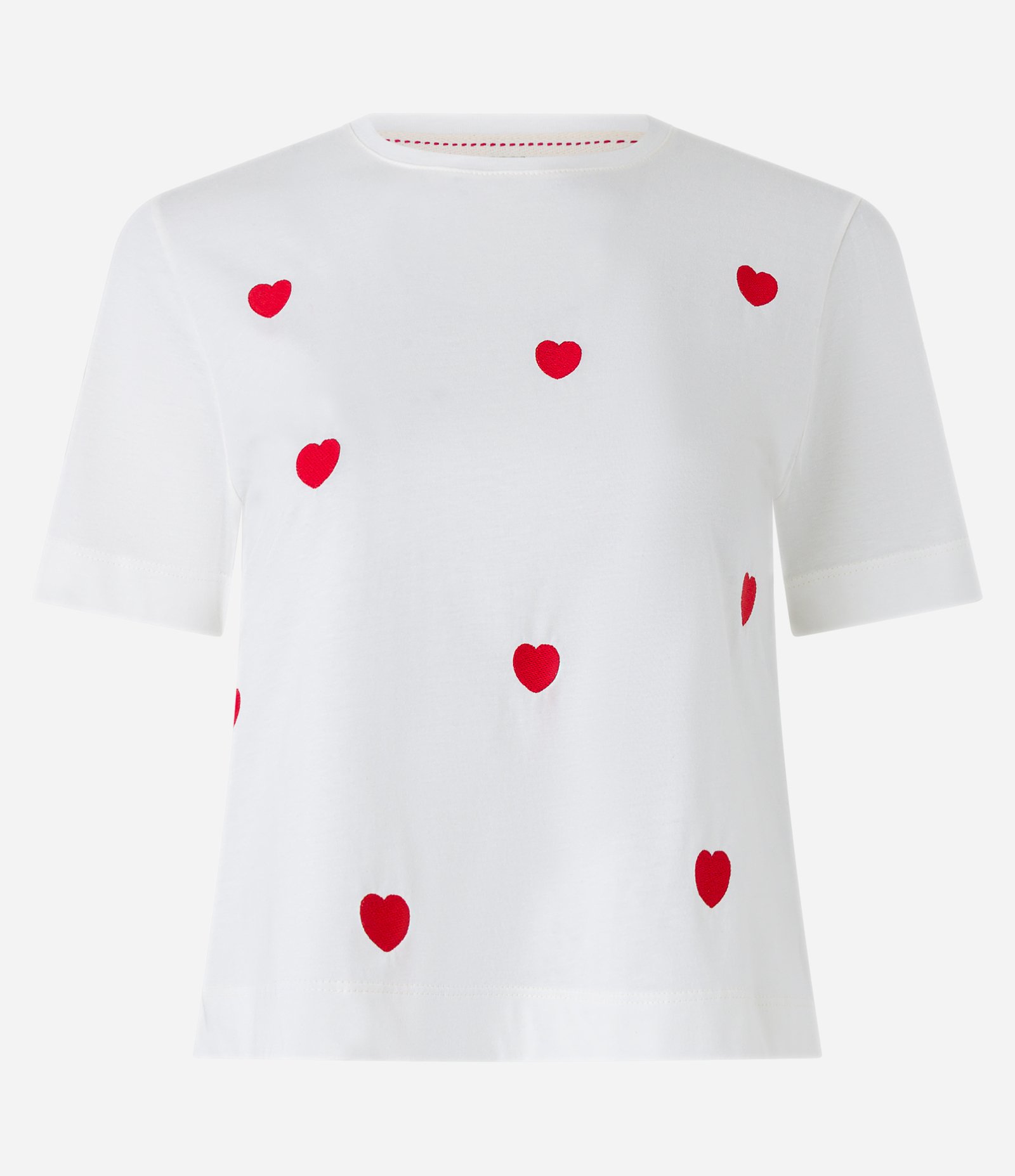 Blusa T-shirt em Algodão com Bordado de Coração Branco 5