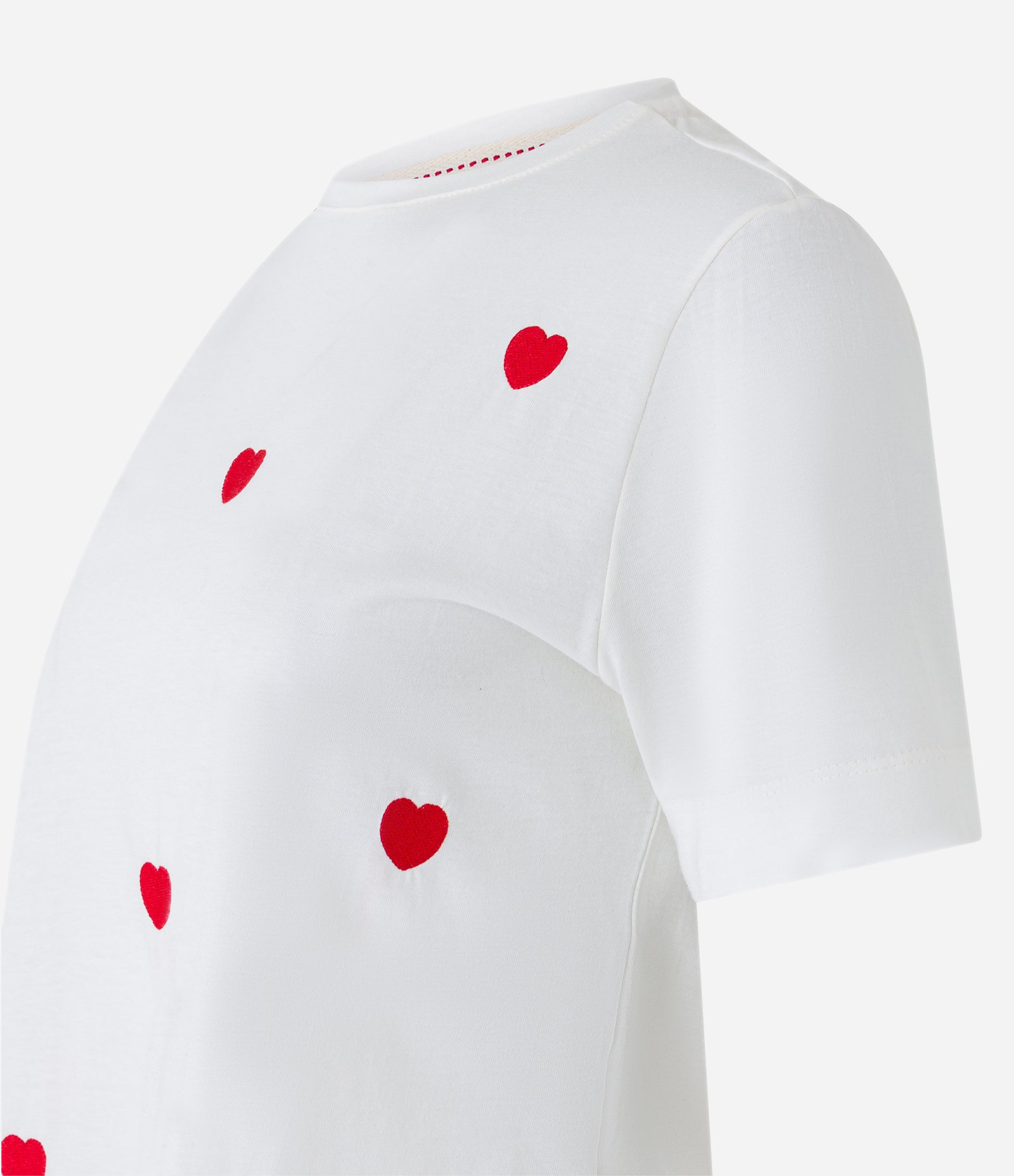Blusa T-shirt em Algodão com Bordado de Coração Branco 6