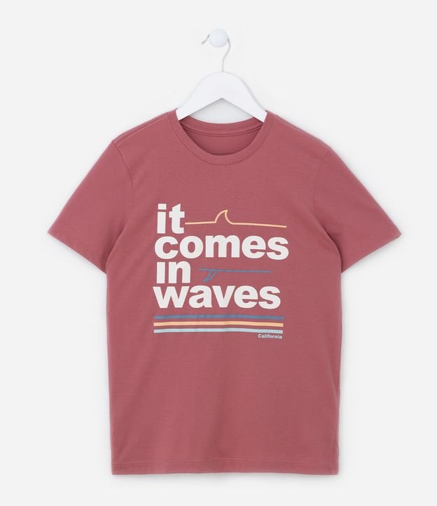 Camiseta Infantil com Estampa de Lettering - Tam 5 a 14 anos