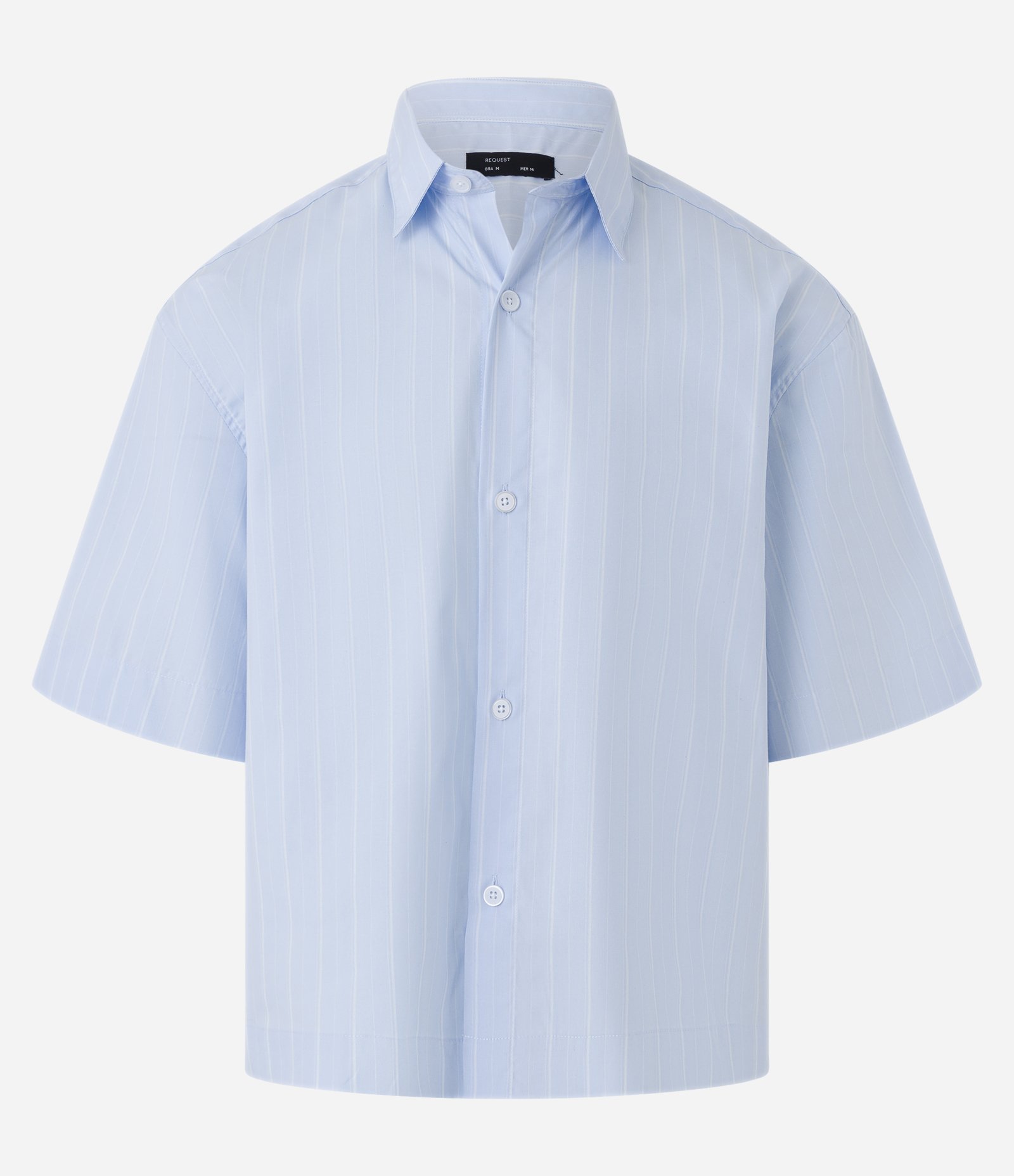 Camisa Boxy em Algodão com Estampa Listras em Fio Tinto Azul 6