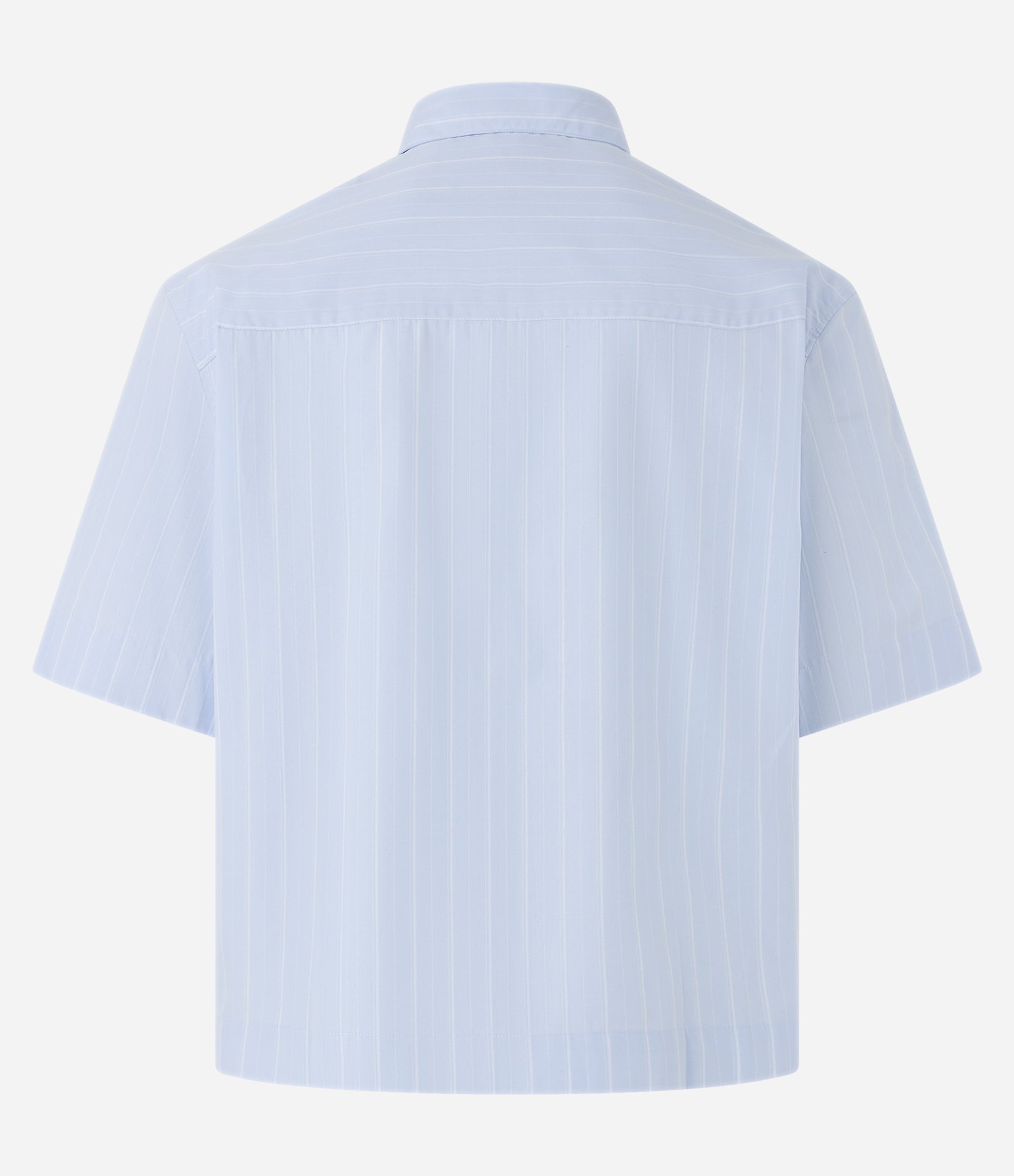Camisa Boxy em Algodão com Estampa Listras em Fio Tinto Azul 7