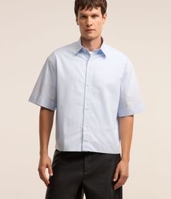 Camisa Boxy em Algodão com Estampa Listras em Fio Tinto