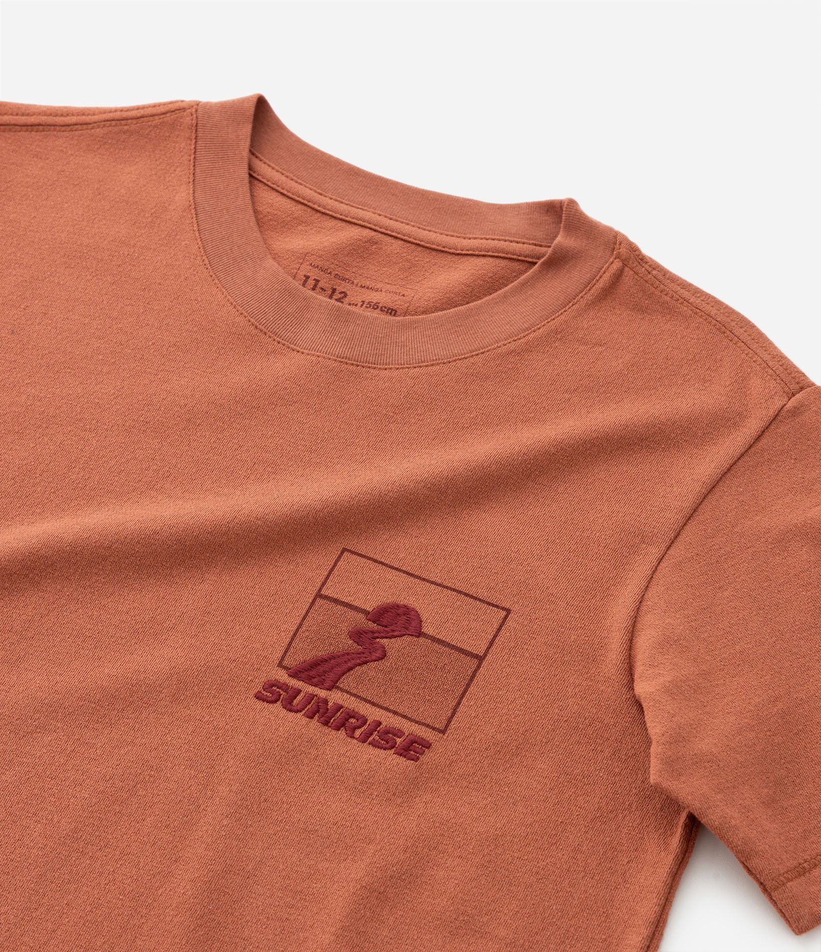 Camiseta Comfort Infantil em Algodão com Bordado no Peito - Tam 5 a 14 anos Marrom 4
