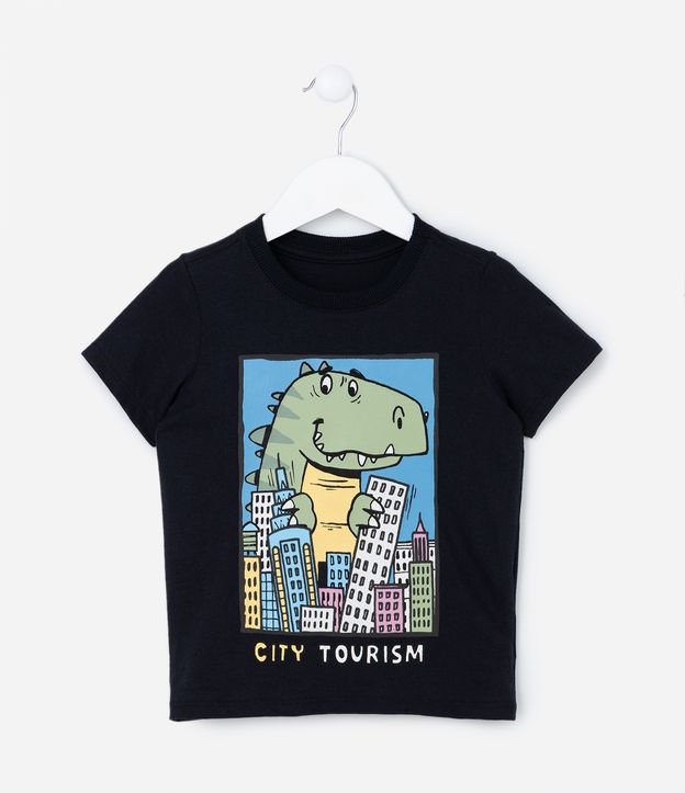 Camiseta Comfort Infantil com Estampa de Dino - Tam 1 a 5 anos