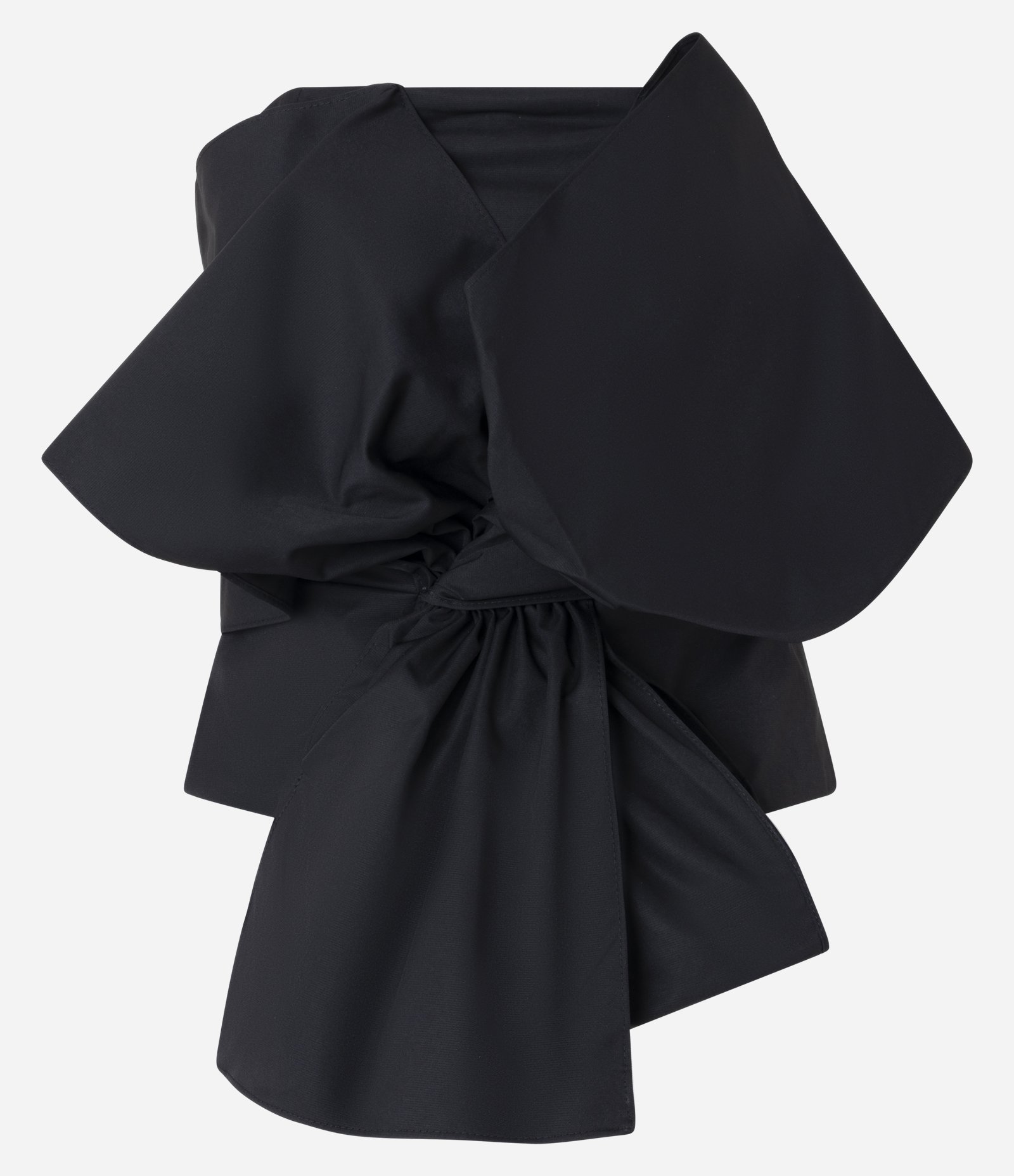 Blusa Ombro Só em Tricoline com Laço Grande Preto 6