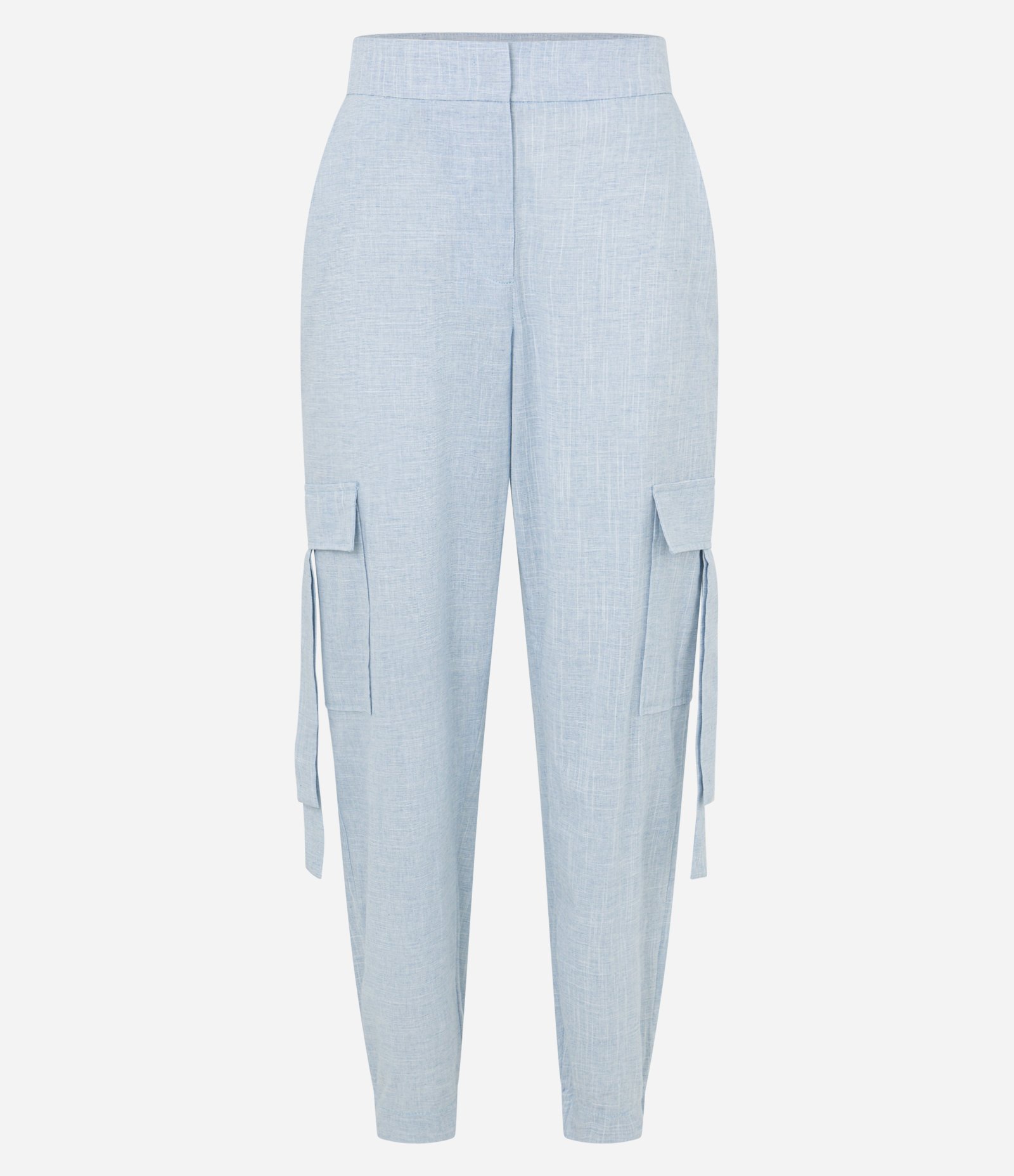 Calça em Tricoline com Bolsos Cargo nas Laterais Azul 5