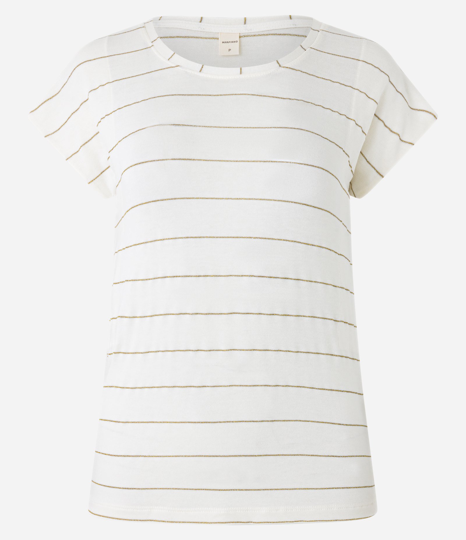 Blusa em Viscose com Estampa Listrada e Detalhe em Fio Metalizado Branco Neve 5