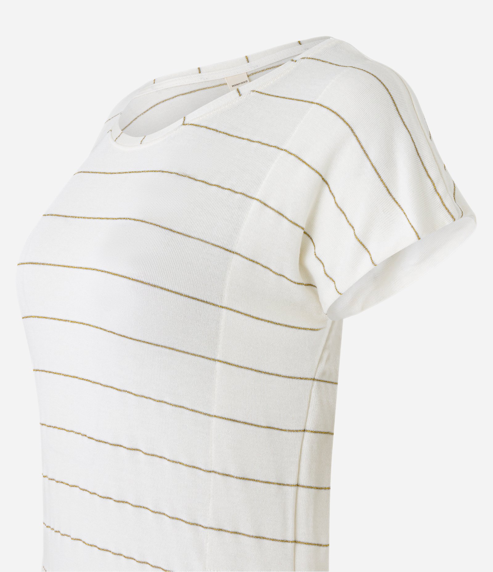 Blusa em Viscose com Estampa Listrada e Detalhe em Fio Metalizado Branco Neve 6