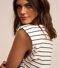 Blusa sem Manga em Algodão com Listras