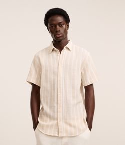 Camisa Maquinetada com Listras Verticais e Textura