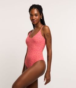 Maiô em Microfibra com Decote nas Costas e Jacquard Floral