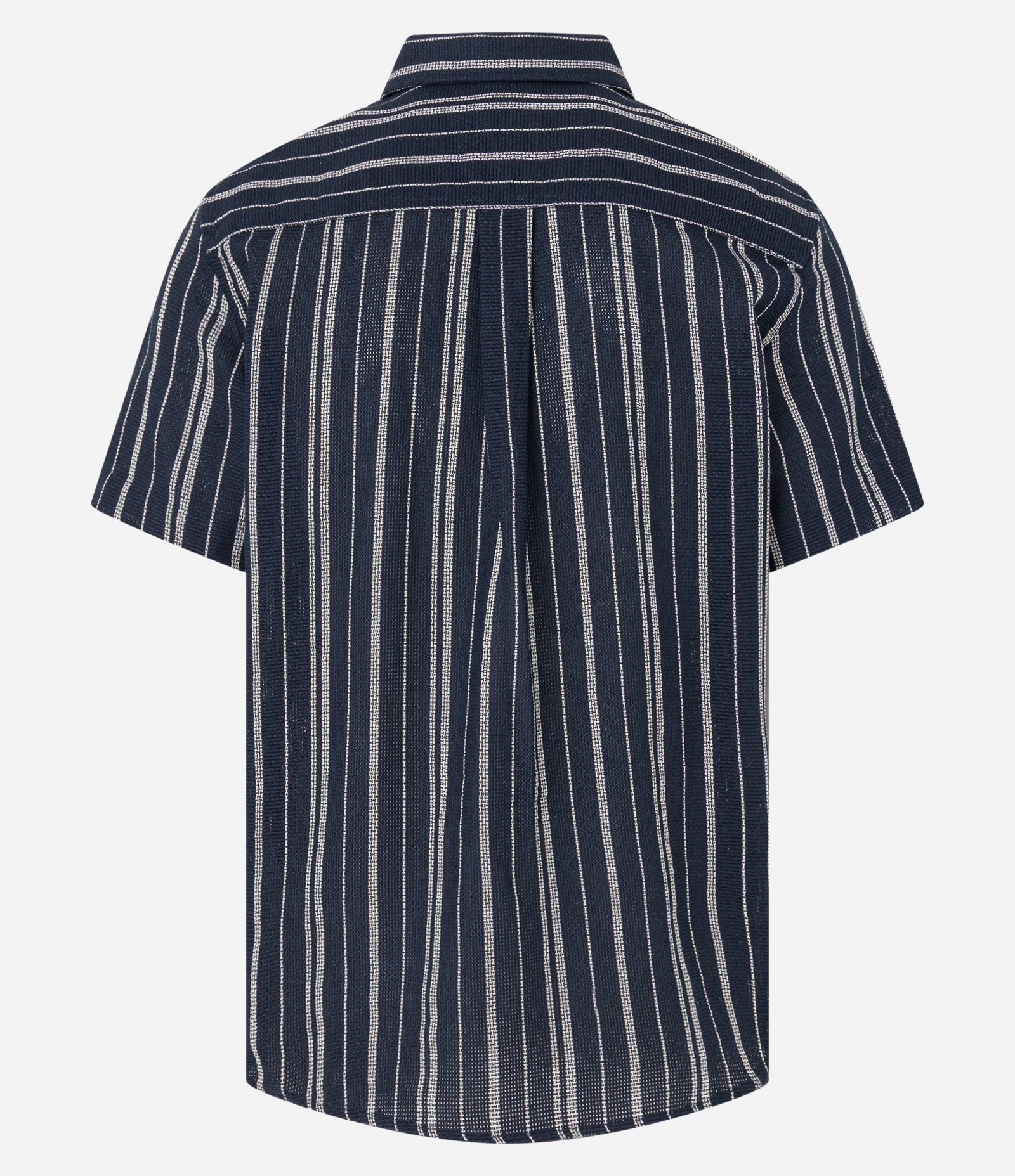 Camisa em Algodão com Listras Diversas e Textura Azul Marinho/Branco 7