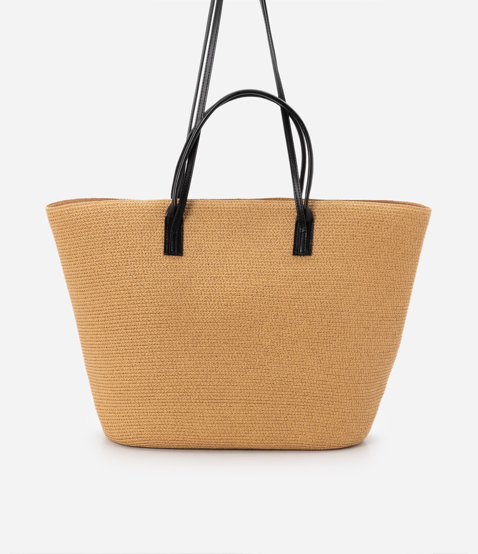 Bolsa de Praia Grande com Bolsinho e Alças em PU Bege 4