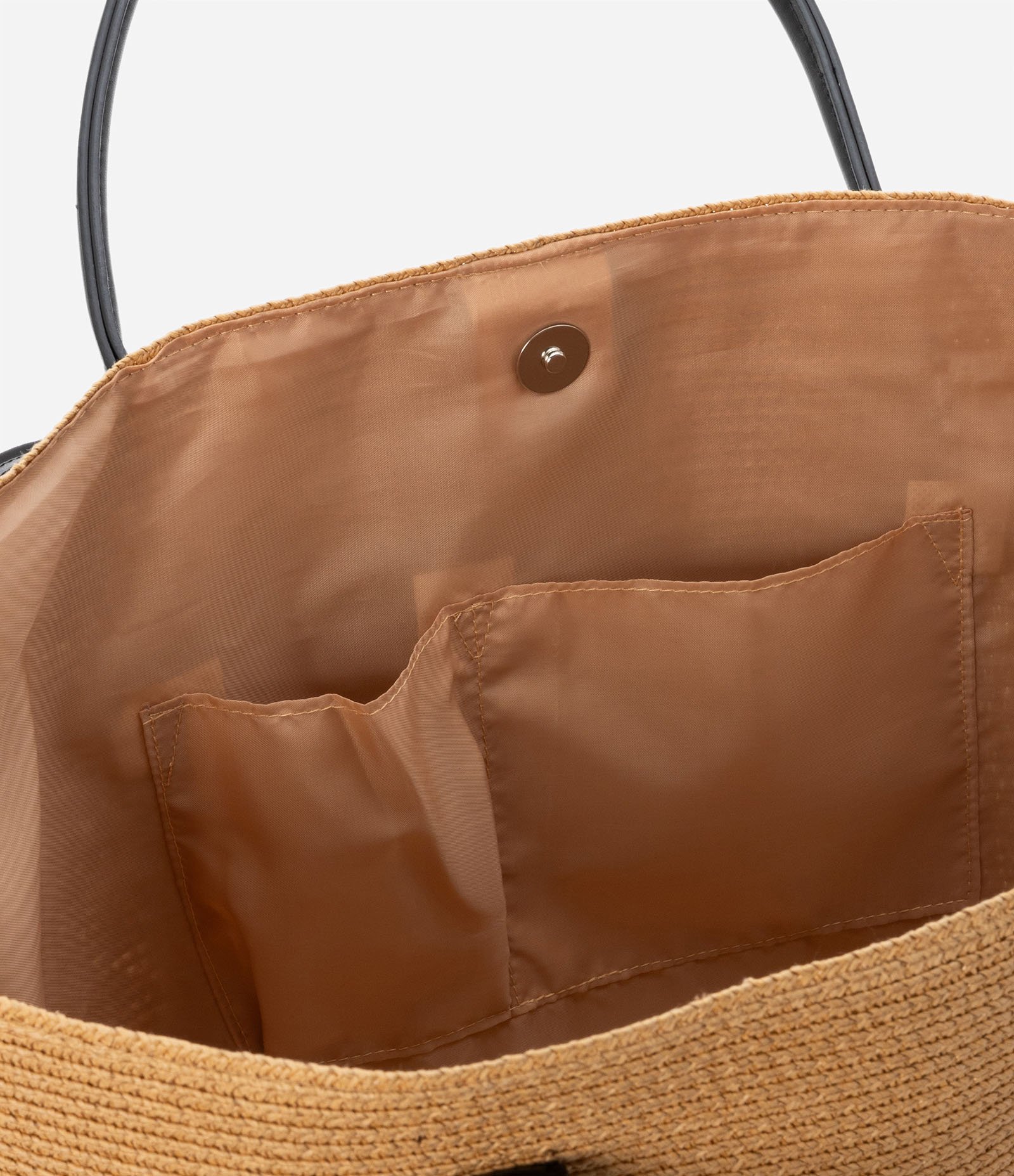 Bolsa de Praia Grande com Bolsinho e Alças em PU Bege 6