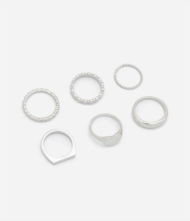 Kit 06 Anéis Finos com Detalhes Variados