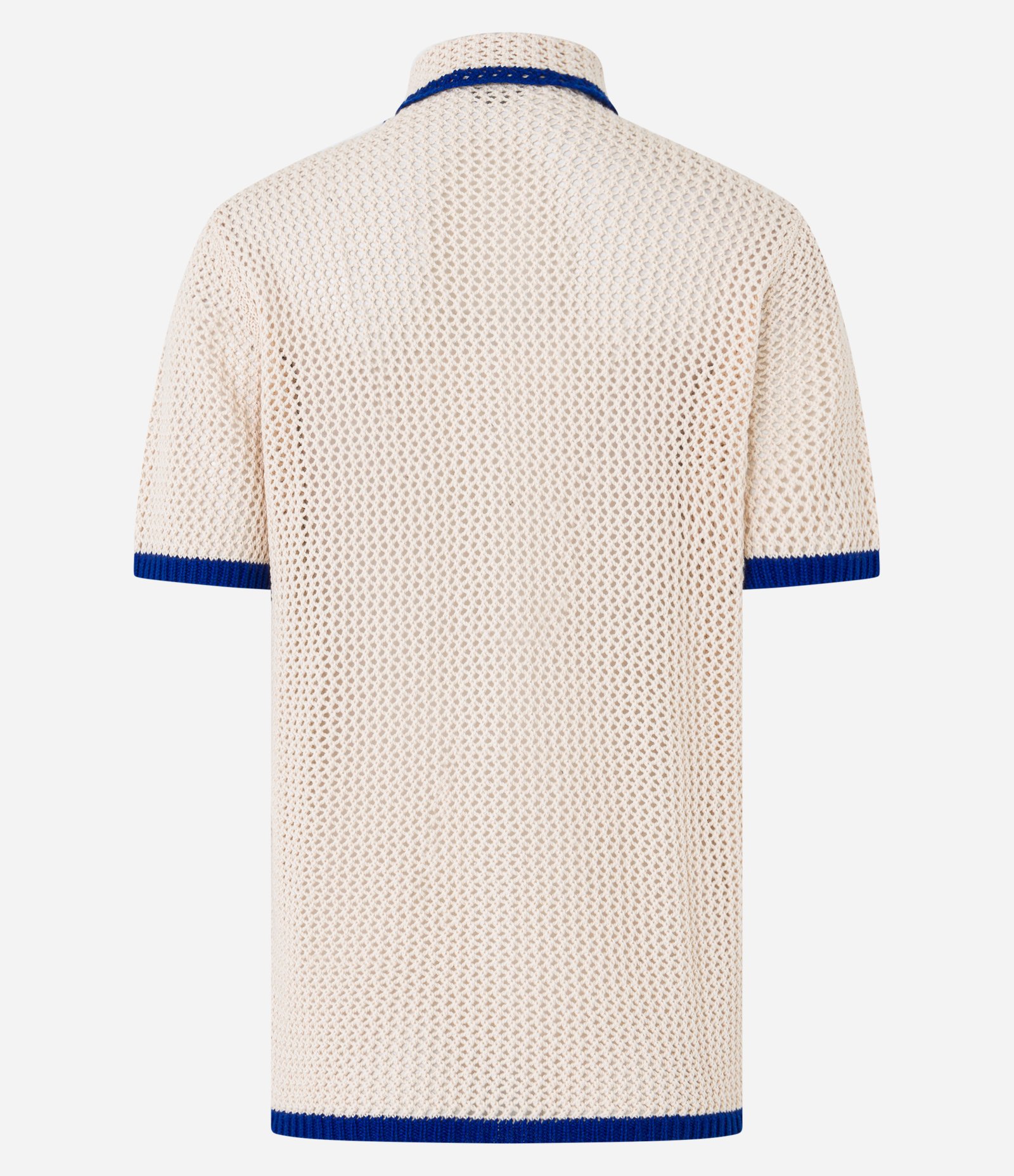 Camisa em Tricô Leve com Ponto Aberto e Contraste Bege 6