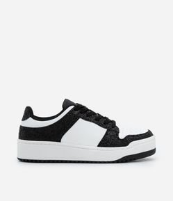 Tênis Cano Baixo com Recortes em Glitter