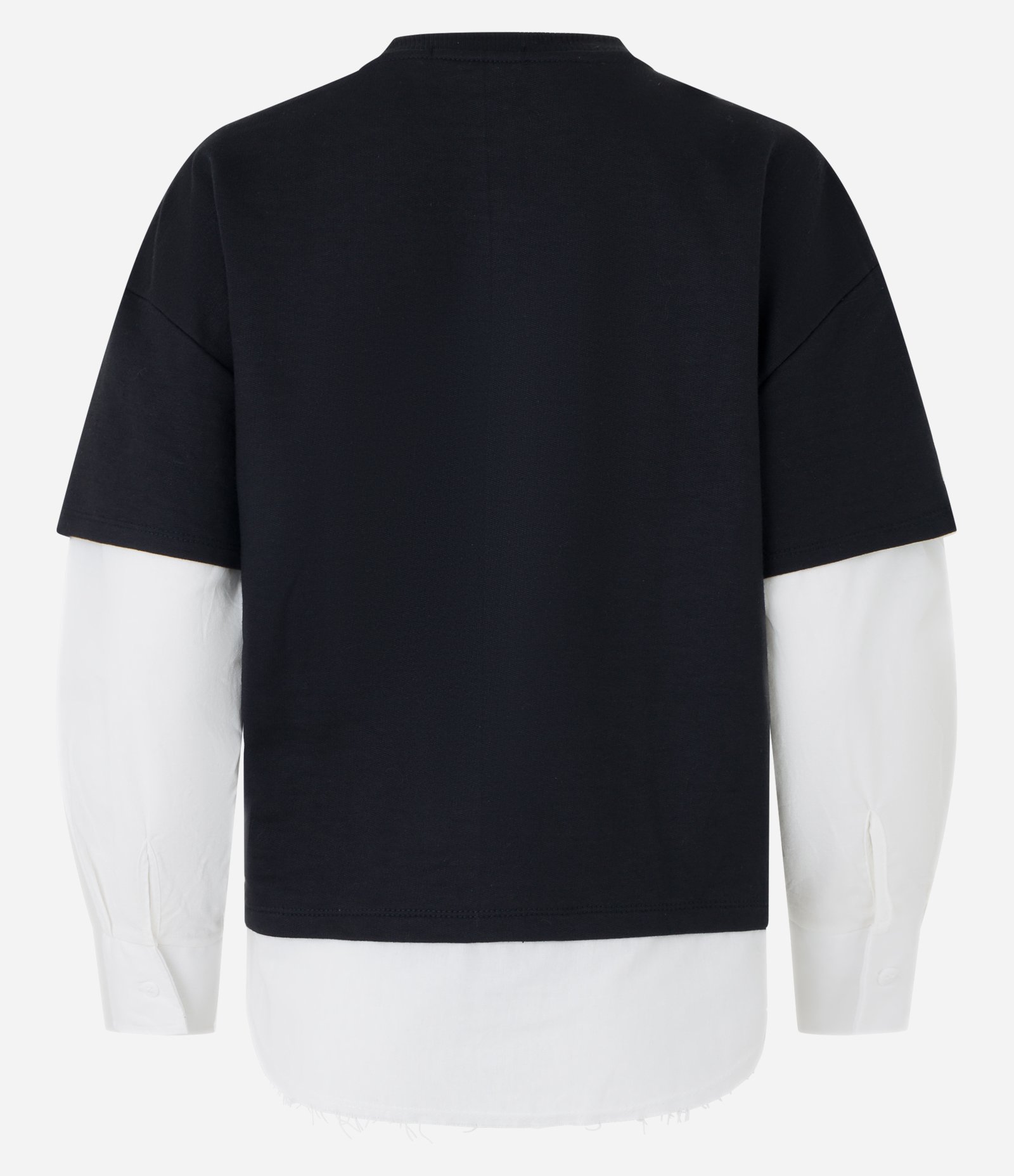 Blusa em Moletom com Sobreposição nas Mangas e Barra Preto 7
