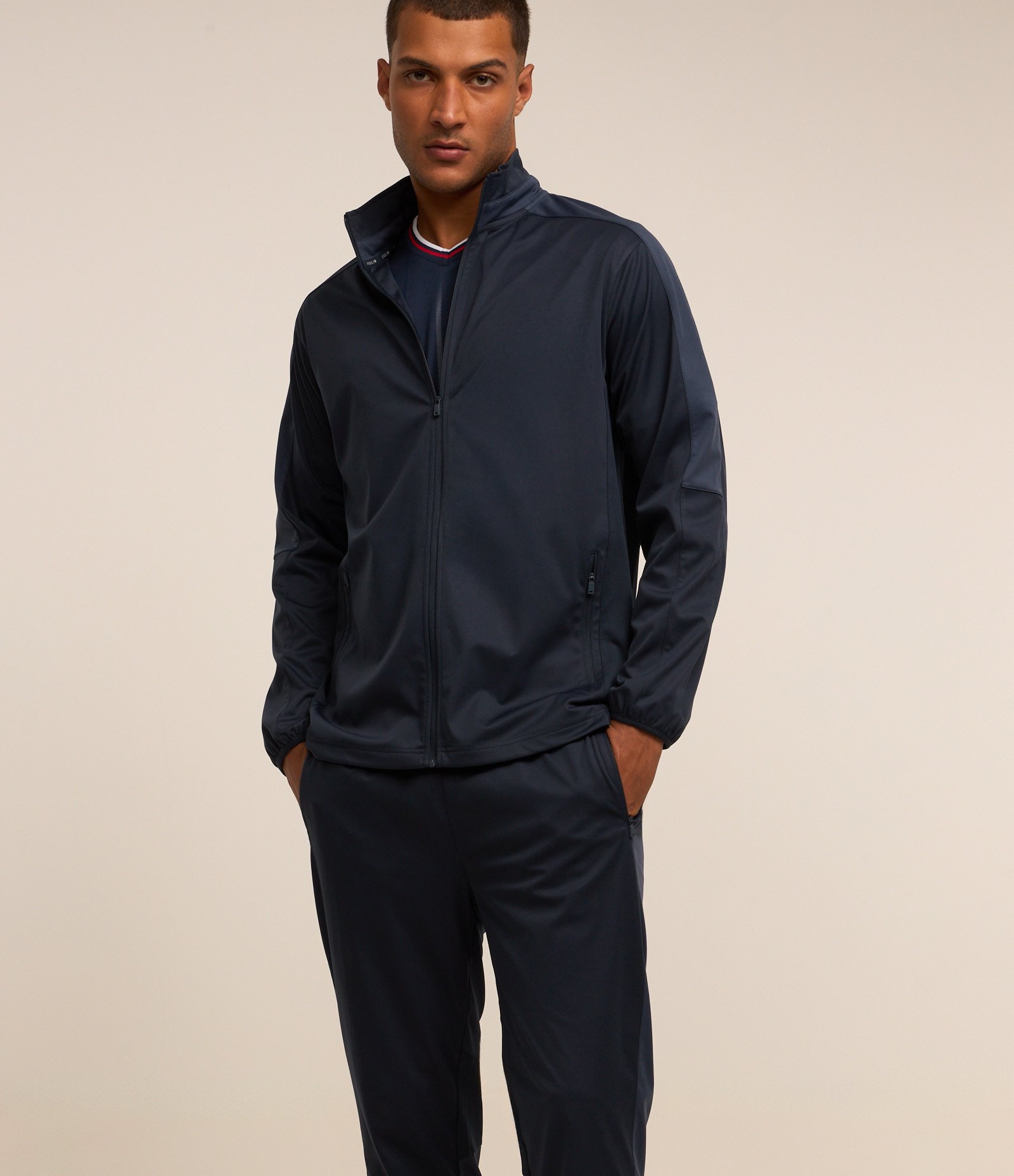 Blusão Esportivo Futebol em Helanca com Fechamento Frontal Azul Marinho 4