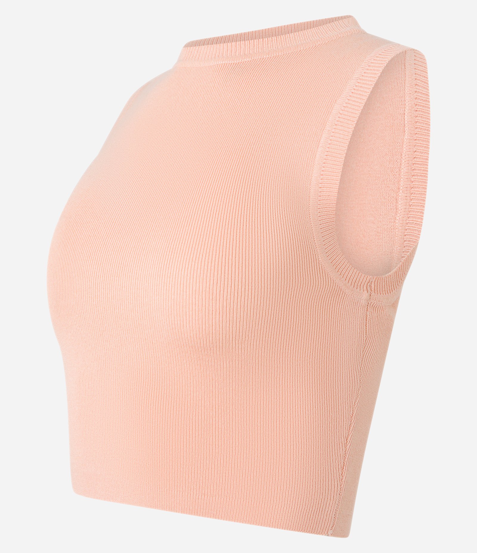 Blusa Regata Cropped em Viscose Canelada Rosa Coral 6