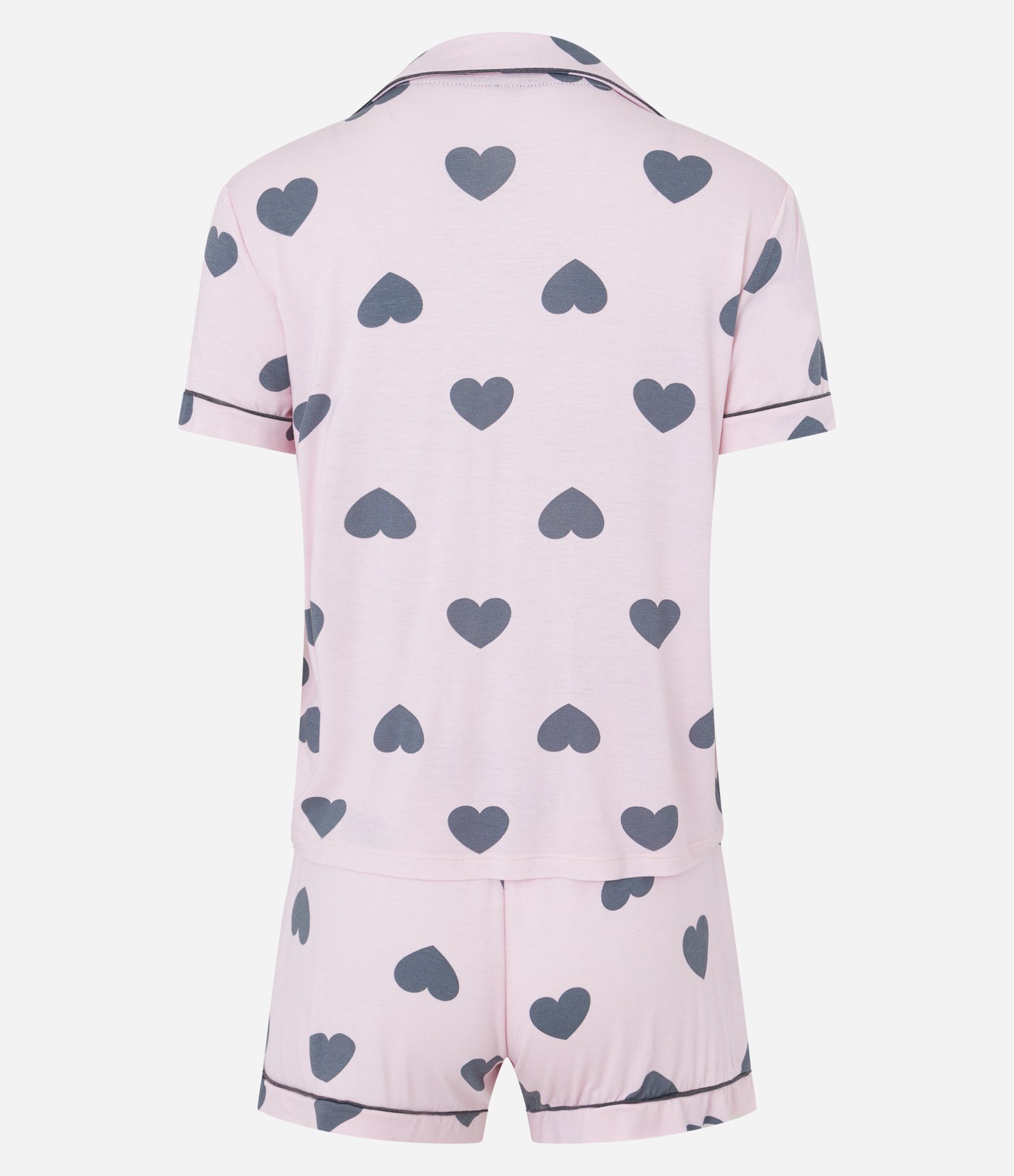 Pijama Americano Curto em Viscose com Estampa de Corações Rosa 6